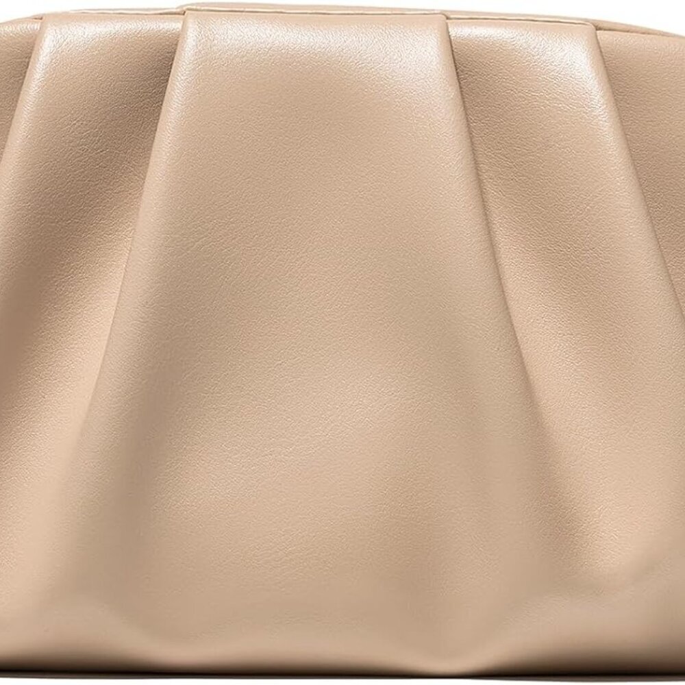 Dressy Vegan Leather Clutch Purse for Women Formal, Soft Pleated PU Evening Clut